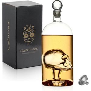 Catrinaz® Whiskey karaf - Tequila karaf - Skull ontwerp - 1L - Handgeblazen decanteer karaf - Gift box - Uniek geschenk