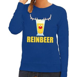 Foute kersttrui / sweater Reinbeer blauw voor dames - Kersttruien S