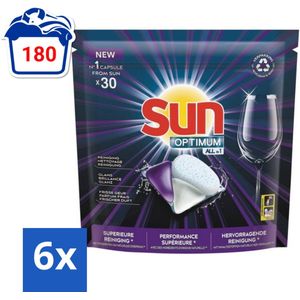 Sun Optimum - All-in-1 - Vaatwasmiddel - Capsules - Maandbox - 30 Capsules - Voordeelverpakking - 6 stuks