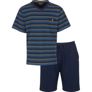 Paul Hopkins Heren Shortama - Pyjama Set - Gestreept - Blauw- Maat 3XL