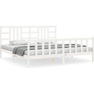 vidaXL-Bedframe-met-hoofdbord-massief-hout-wit-200x200-cm