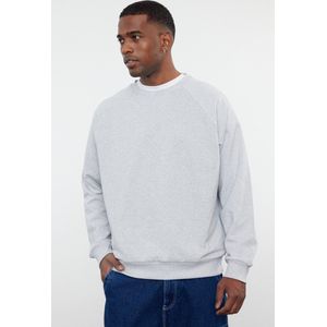 Trendyol Zwarte Oversized/Wijde Fleece Binnenkant/Warme Raglanmouwen Sweatshirt Tmnaw23Sw00190