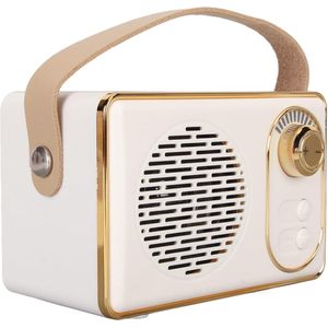 Retro bluetooth-speaker-Retro-speaker-Bluetooth 5.0-extra bas-Wit