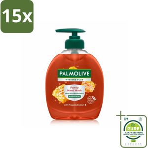 15 x Palmolive - Hygiëne Plus Family - Handzeep Met Pomp - Voor het Hele Gezin - 300 ml - Grootverpakking - Handzeep - Vloeibare Zeep - Gezin - Hygiëne - Bacteriën
