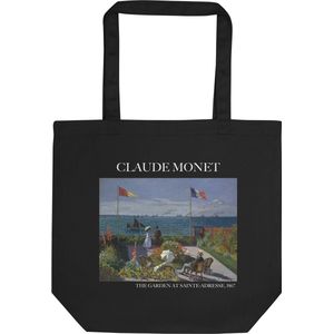 Claude Monet 'De tuin bij Sainte-Adresse' (""The Garden at Sainte-Adresse"") Beroemde Schilderij Tote Bag | 100% Katoenen Tas | Kunst Tote Bag | Zwart