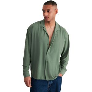 Trendyol Zwart Oversized Fit Zomeroverhemd Met Open Kraag En Linnenlook Tmnss23Go00053