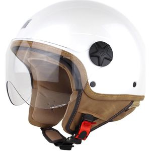 Motocubo Ant - Jethelm met Vizier - Geschikt als Scooter Brommer Motor Snorfiets helm - maat M - Parel Wit - ECE 22.06 goedgekeurd