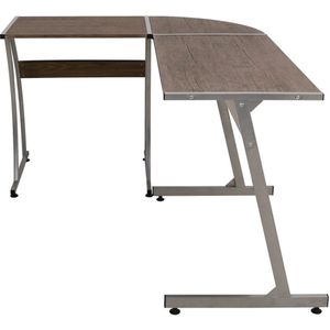 vidaXL Hoekbureau - Bruin Bewerkt Hout & Metaal Bureau - Bureaus - Laptoptafel - Computertafel
