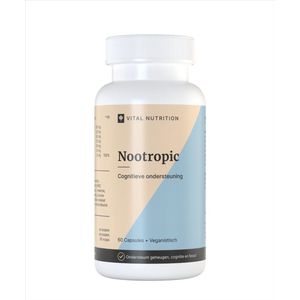 Vital Nutrition Nootropic - Bewezen cognitieve ondersteuning - 7 natuurlijke ingrediënten - Onafhankelijk getest - 60 capsules