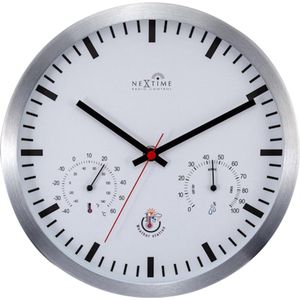 Wandklok Nextime dia 25cm wit RC aluminium Radio Controlled NE-90513WI