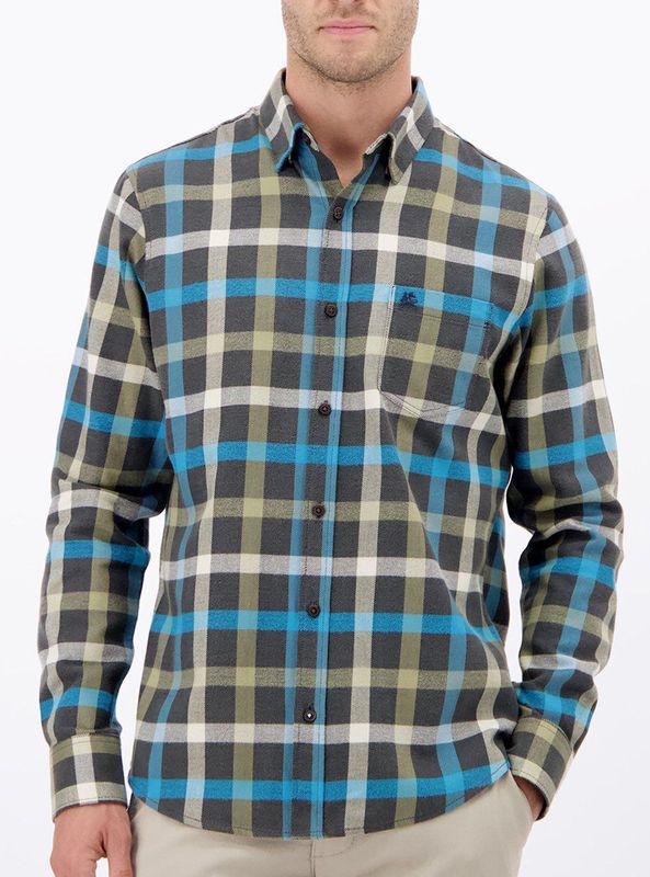 Lerros - Lange mouw overhemd - Heren - M - 661 NORDIC OLIVE - Katoen - 25N1497