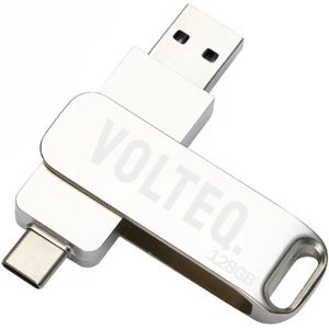 2 in 1 USB-Stick 128GB - USB-A & USB-C - USB 3.0 - Flash Drive - Universeel - voor Smartphones, Tablets, Laptops etc. - DUAL USB - Premium Aluminium