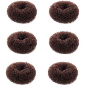 Haarknotjesmaker voor kinderen - 6 stuks chignon haar donut sokbroodje - haar donut vormer voor kort en dun haar - klein formaat 24 inch donkerbruin