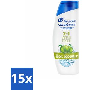 15 x Head & Shoulders - Shampoo - 2-in-1 - Apple Fresh - 100% Roosvrij - 300 ml - Anti-roos Shampoo - Hoofdoorzaak Roos - Microbioom Balans - Roosvrij Shampoo - Apple Fresh