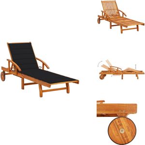 vidaXL Ligbed - Ligstoel - Ligbedden - Ligstoelen - Ligbed met kussen massief acaciahout