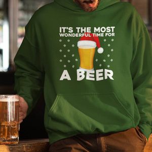 Foute Kerst Hoodie Groen It's The Most Wonderful Time For A Beer 2XL