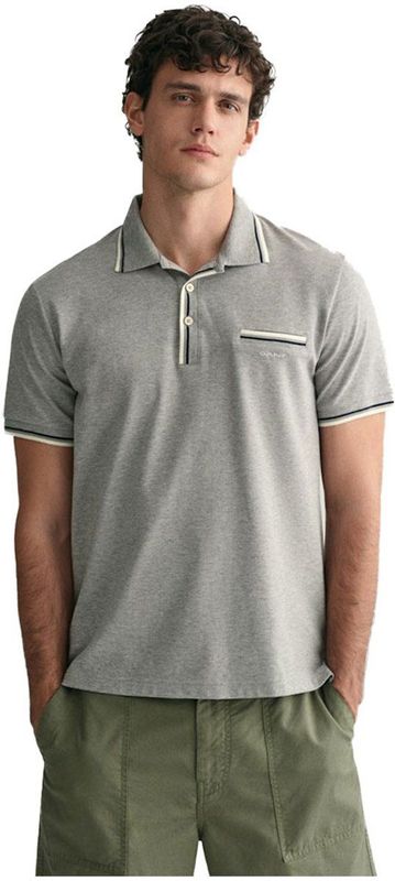 Gant - 2-col Tipping Pique - Poloshirt - Grijs - Korte Mouw