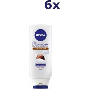 6x NIVEA Onder de Douche Cacao - 250 ml Body Milk