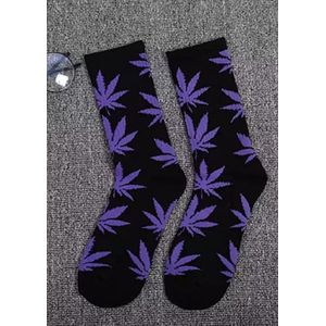 Wietsokken - Cannabissokken - Wiet - Cannabis - zwart-paars - Unisex sokken - Maat 36-45