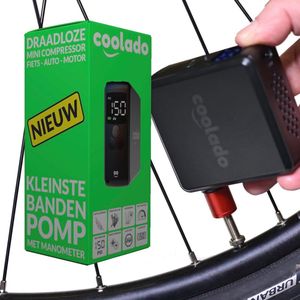 Draadloze Mini Compressor met Manometer - Compacte Bandenpomp voor Fiets, Auto en Motor