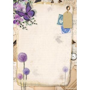 Schrijfblok Purple Flower - A4 formaat gelinieerd papier met lijntjes