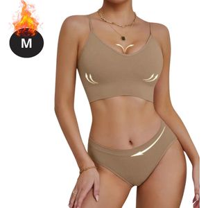 Livano Lingerie Set Zonder Beugel - Zonder Bandjes - Push-up Bh's - Comfort Beha - Comfortabel - BH - Khaki - Maat S