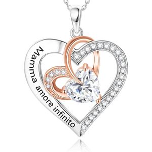 Gravure 925 Sterling Zilver Halsketting voor Moeder - Verstelbaar met Zirkonia