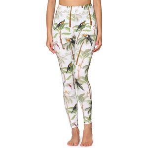 Merry Style Dames Leggings - Sport – Lange – Katoen - Sportbroek – Vogels/Bloemen – XS - MS-MS10-338-LE