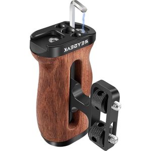 Wooden Mini Side Handle Zijgreep met 1/4""-20 schroeven voor camerakooi - monteerbare koude schoenen - max. belasting 4 kg side handle