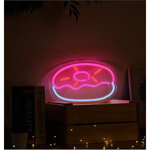 OHNO Neon Verlichting Doughnut - Neon Lamp - Wandlamp - Decoratie - Led - Verlichting - Lamp - Nachtlampje - Mancave - Neon Party - Kamer decoratie aesthetic - Wandecoratie woonkamer - Wandlamp binnen - Lampen - Neon - Led Verlichting - Wit, Paars
