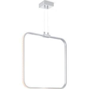 Home Sweet Home - Design Hanglamp Quad - hanglamp gemaakt van Aluminium - Zilver - 35/35/140cm - Pendellamp geschikt voor woonkamer, slaapkamer en keuken- LED geïntegreerd, 12W 960lm