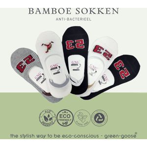 green-goose® Bamboe Footies | 5 Paar | Maat 36-38 | Grijs, Wit, Blauw | 85% Bamboe