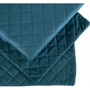 Euromat - Sprei - Donker Turquoise - Gewatteerd - 180 x 220 cm met 2 Kussenslopen 40 x 40 cm