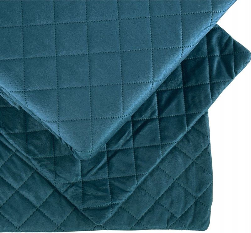 Euromat - Sprei - Donker Turquoise - Gewatteerd - 180 x 220 cm met 2 Kussenslopen 40 x 40 cm