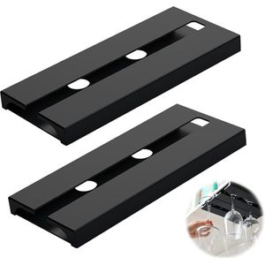 Wijnglazenhouder - 2 Rijen - Ophangrek - Glazenrek - Wijnrek -Wijnglashouder - Hangend - Glazenrek Wijn - Omgekeerde Wijnglashouder - Wijnglashouder - Nder Kast Stemware Rek - Voor Keuken Bar Restaurant - Wijnglazen Organizer - 6 Glazen - Zwart