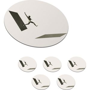 Onderzetters voor glazen - Rond - Vintage - Man - Design - 10x10 cm - Glasonderzetters - 6 stuks