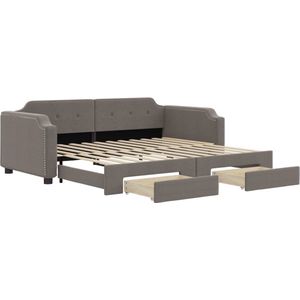 vidaXL - Slaapbank - met - onderschuifbed - en - lades - 90x200 - cm - stof - taupe