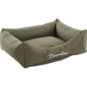 Flamingo Hondenmand Dreambay® Ovaal olijfgroen - 80 x 67 x 22cm - Wasbaar - Afneembare hoes met rits - Waterafstotend - Ideaal voor Beagle, Franse Bulldog, Cocker Spaniel, Shih Tzu & Jack Russell Terriër enz..