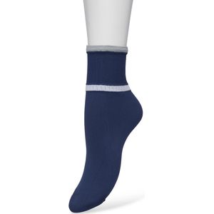 Bonnie Doon Sportieve Dames Sokken maat 36/42 Blauw met Grijs - Met Rib Detail en Bies - Zeer zacht - Vochtregulerend - Sporty Micro Sock - Platte naden - Uitstekend Draagcomfort - Sportief - Blue/Grey - BP221429.150