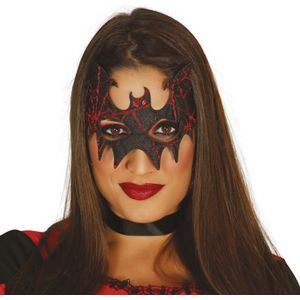 Fiestas Guirca - Oogmasker Vleermuis (rood/ zwart) - Halloween Masker - Enge Maskers - Masker Halloween volwassenen - Masker Horror