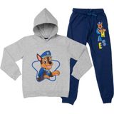 Paw Patrol Set - Lounge set / Joggingpak / Vrijetijdspak - Hoodie+Broek - Chase - Grijs/Blauw - Maat 122/128