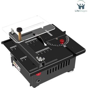 LifeStages - Tafelzaagmachine - Mini-tafelcirkelzaag - 100 W - Multifunctionele Draagbare Precisie - Doe-het-zelf Miniatuur-tafelcirkelzagen met 4 Messen - 7 Instelbare Snelheden - 0,1-16 mm Zaagblad voor Handwerk en Handgemaakt Hout - Zwart