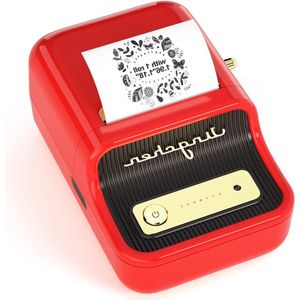 Bluetooth thermische labelprinter - mini-stickermaker voor kleding en sieraden - afdrukmaat 20-50 mm - met 1 rol wit 50 x 30 mm label (rood)