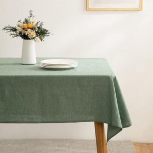 Tafelkleed in linnenlook 100% gewassen katoen rechthoekig 140 x 240 cm - Groen, Sfeervol design | Gratis verzending Tafelkleed