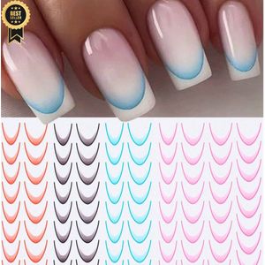 GUAPÀ® French Manicure Sjabloon | Nail Art Sjabloon | 4 x 32 French Manicure Stickers | Nail Art | Gellak | Acryl | Gel Nagels | Smile Line Nails | | Paie Nagelstickers French Manicure | 4 Vellen Nagel stickers French Manicure
