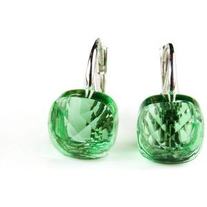 Zilveren oorringen oorbellen model pomellato groene steen