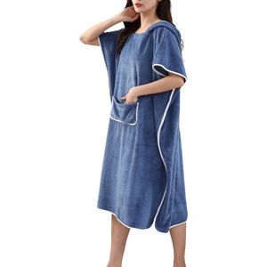 S&E Comfortabele Mouwloze Dames badjas – met capuchon - lichtgewicht - sauna - Perfect voor Relaxte Dagen Thuis - Blue