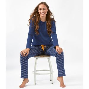 Little Label - pyjama dames - blauw stipjes triangle - XS/34-36 - Zachte BIO Katoen