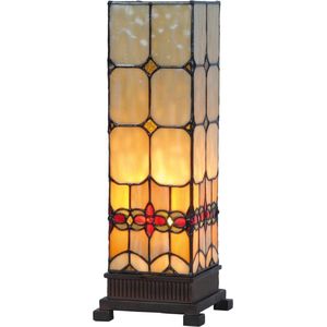 Tiffany tafellamp - bureaulamp - glas rechthoek - 12x12x35 cm