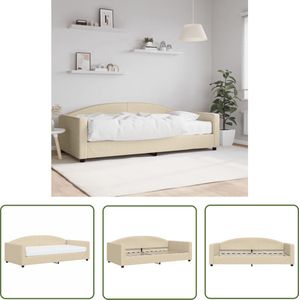 The Living Store Slaapbank met matras 100x200 cm stof crèmekleurig - Slaapbank - Sofa Bed - Tweepersoons Bed - Creme Kleurtje - Comfortabel